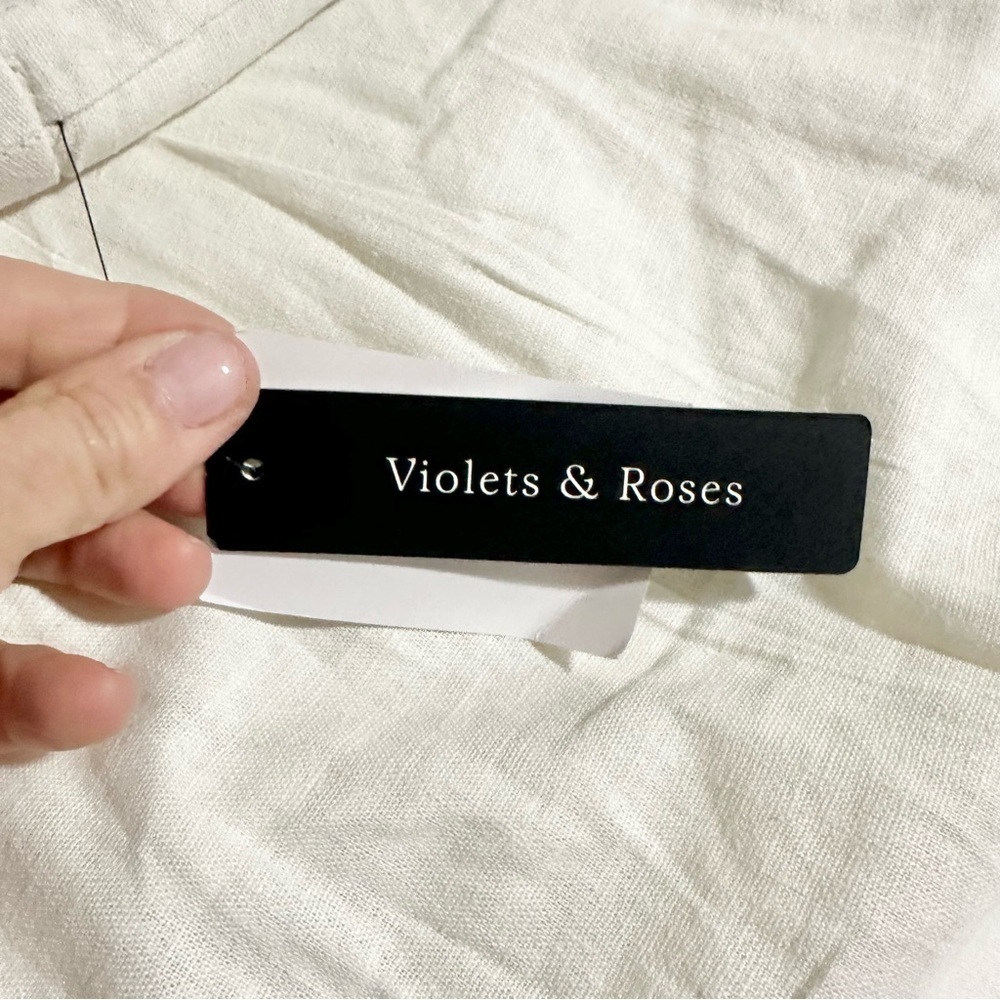 Violets & Roses White High Rise Linen Blend Pleated Casual Shorts Size 12/31 NWT - Picture 8 of 9